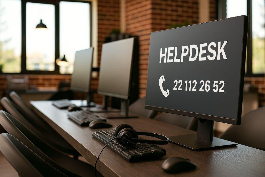 przestrzeń biurowa ze stanowiskami komputerowymi infolinii